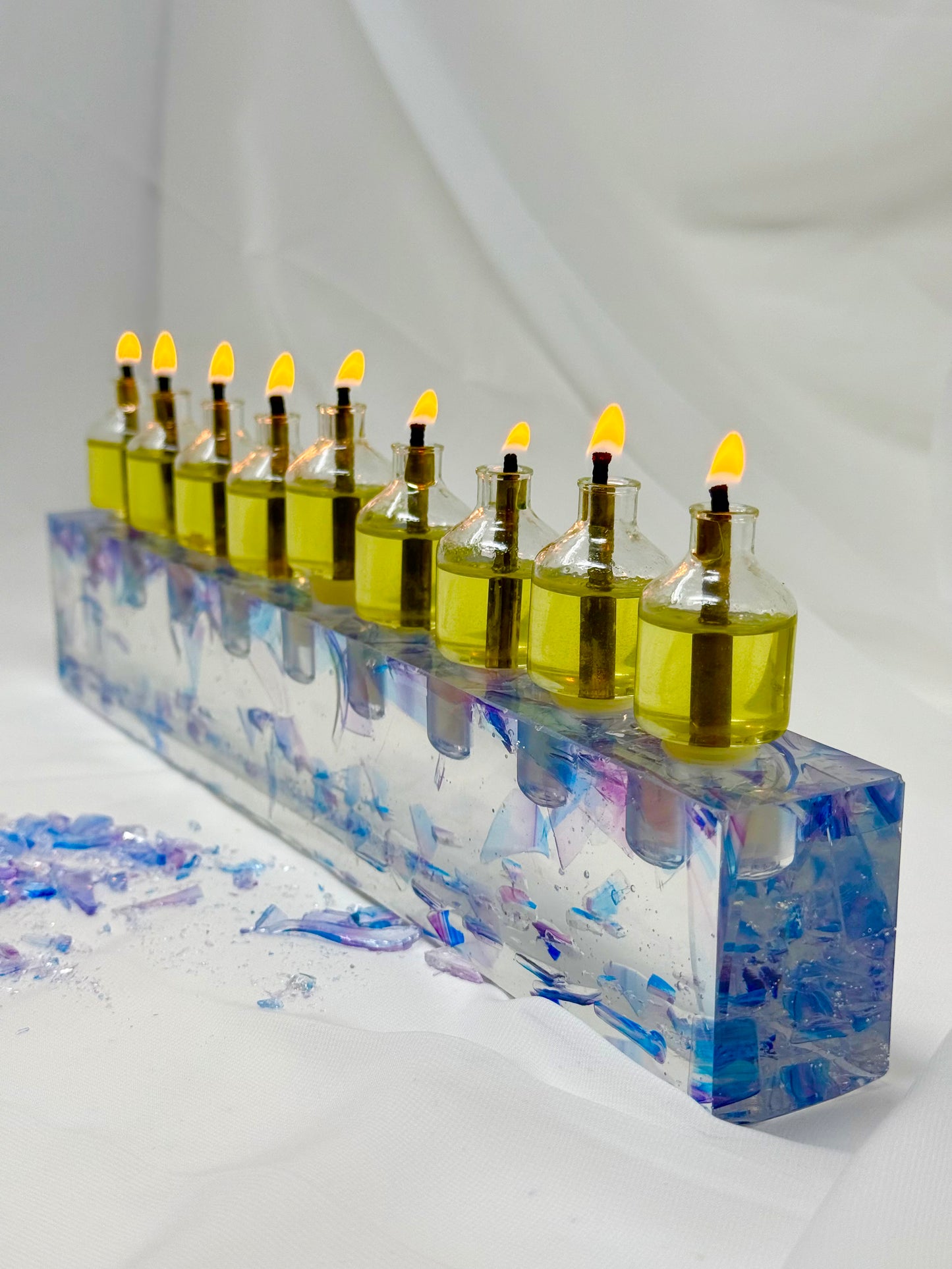 Chuppah glass Oil Menorah Kit for Hanukkah