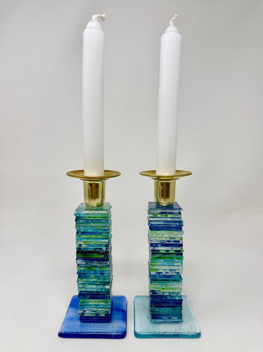 Custom Handcrafted Glass Candle Holders – Set of 2