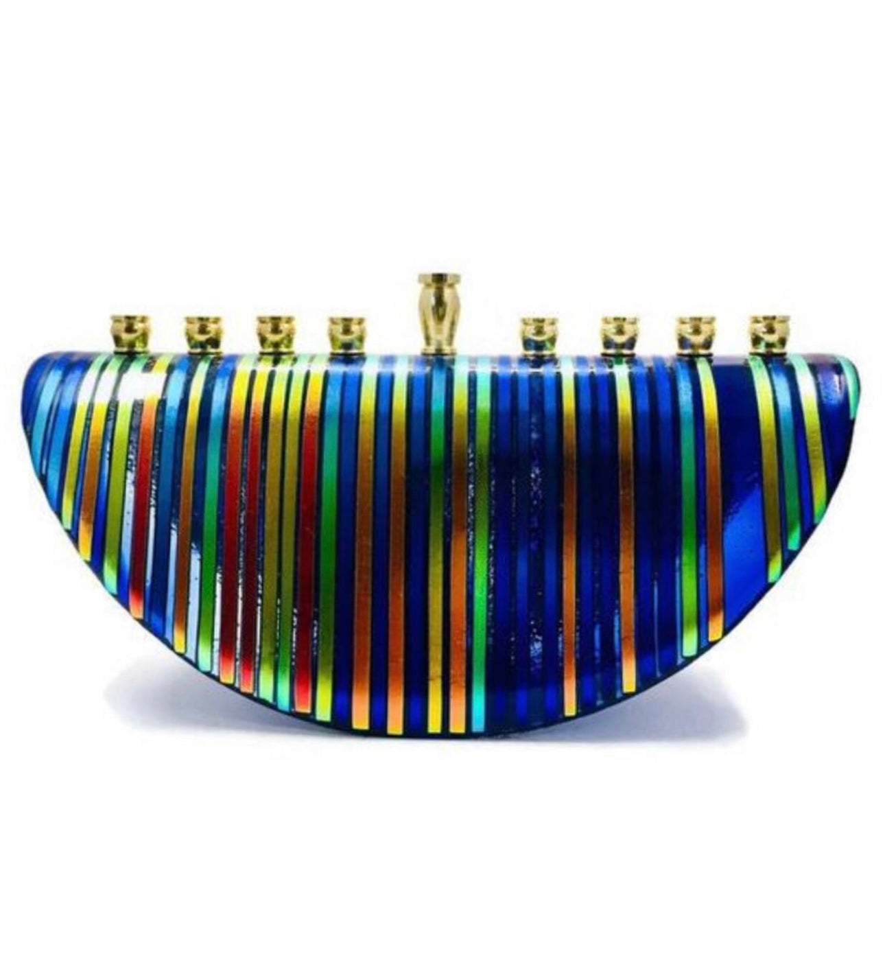 Custom Multicolored Menorah with Dichroic Glass – Unique, Handcrafted Design