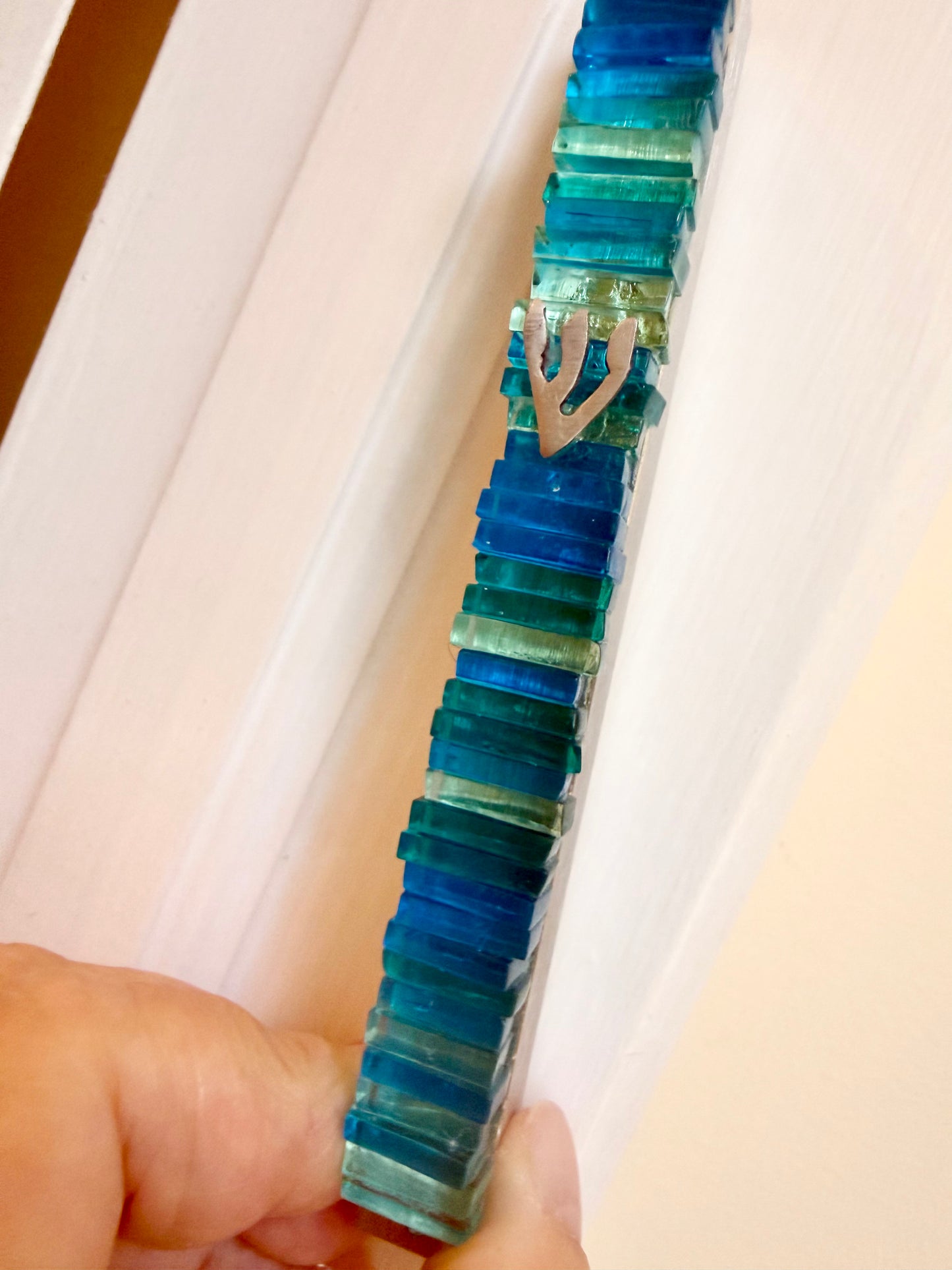 Ocean Glass Mezuzah — Handmade Modern Judaica, Home Blessing, Jewish Wedding Gift