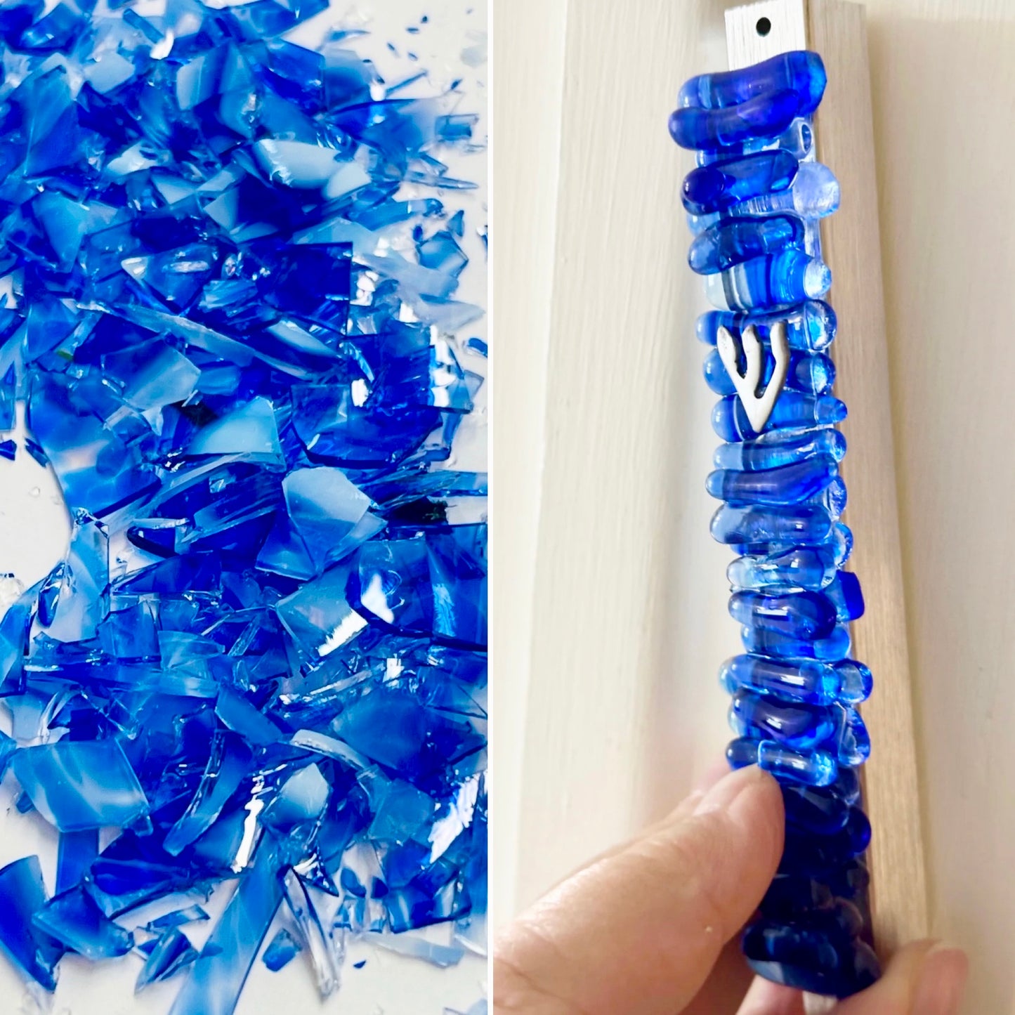Custom Chuppah Glass Mezuzah | Your Broken Wedding Glass Keepsake | Handmade Judaica