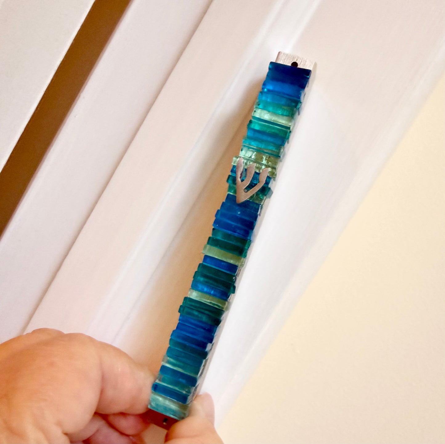 Ocean Glass Mezuzah — Handmade Modern Judaica, Home Blessing, Jewish Wedding Gift