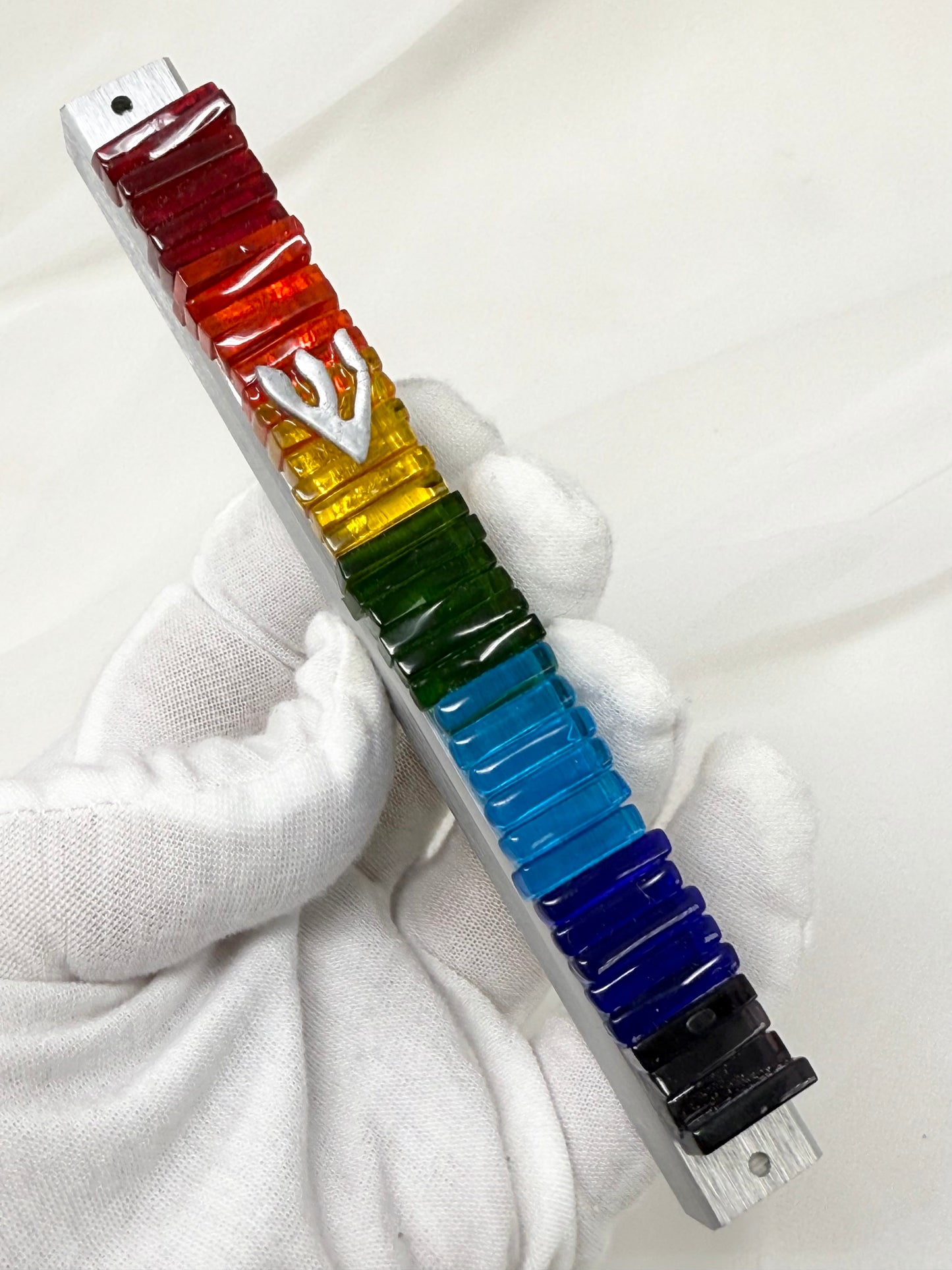 Rainbow Glass Mezuzah