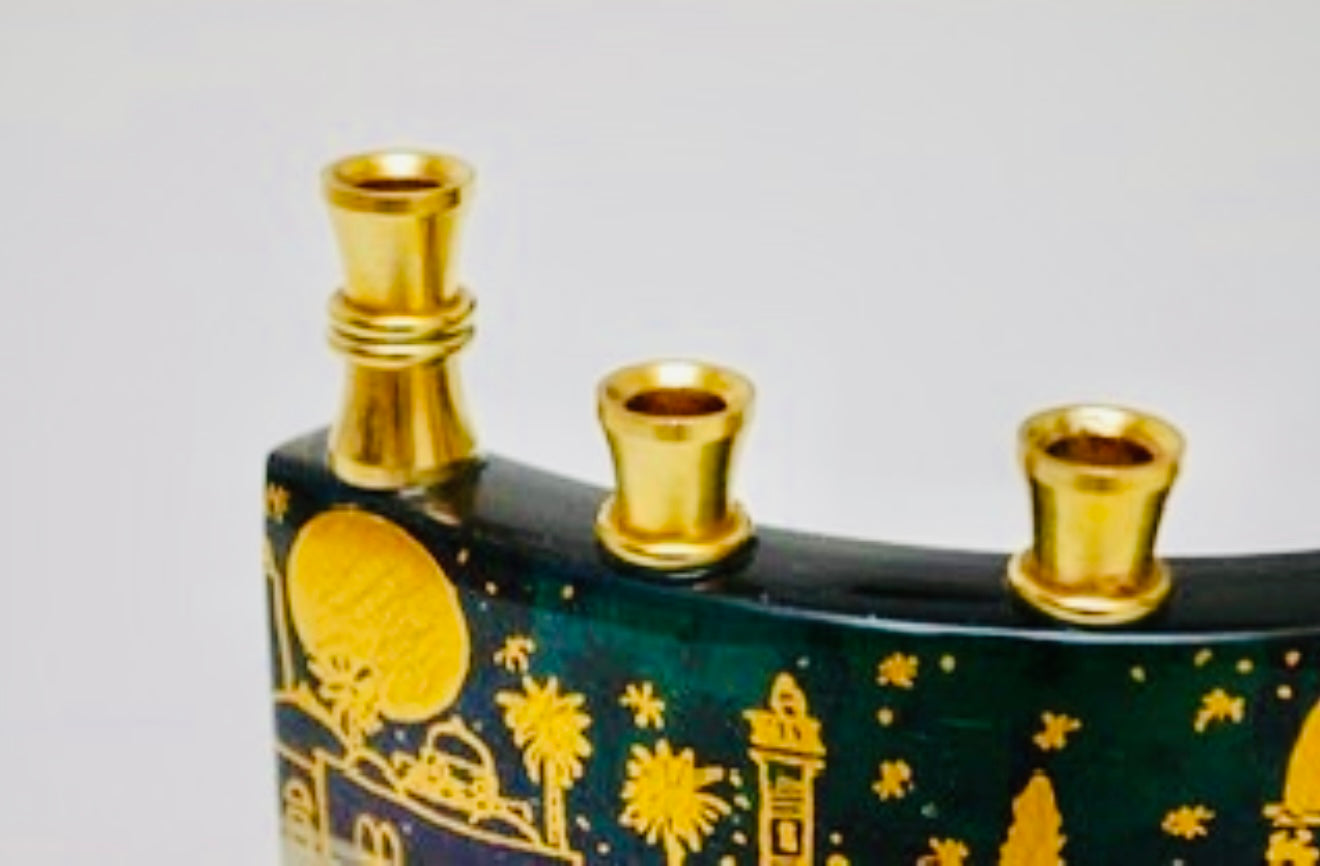 Jerusalem of Gold Menorah – Commissioned Masterpiece in 23K Gold