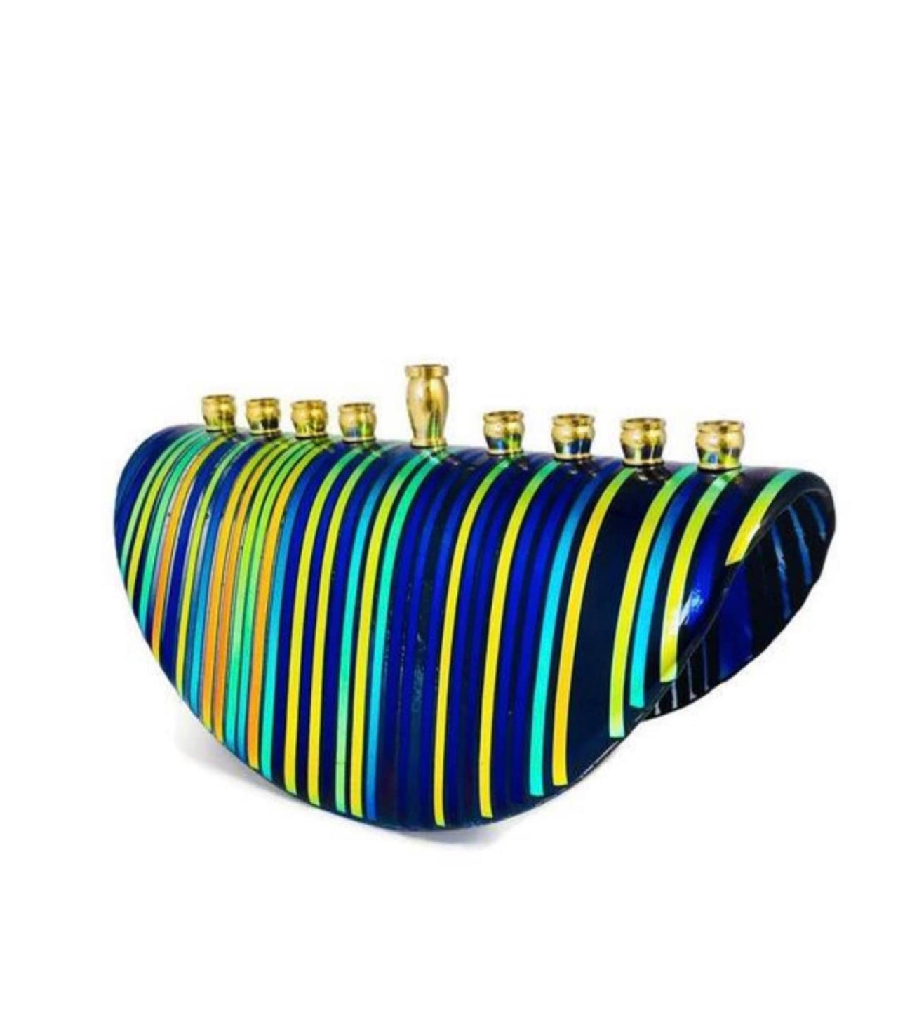 Custom Multicolored Menorah with Dichroic Glass – Unique, Handcrafted Design