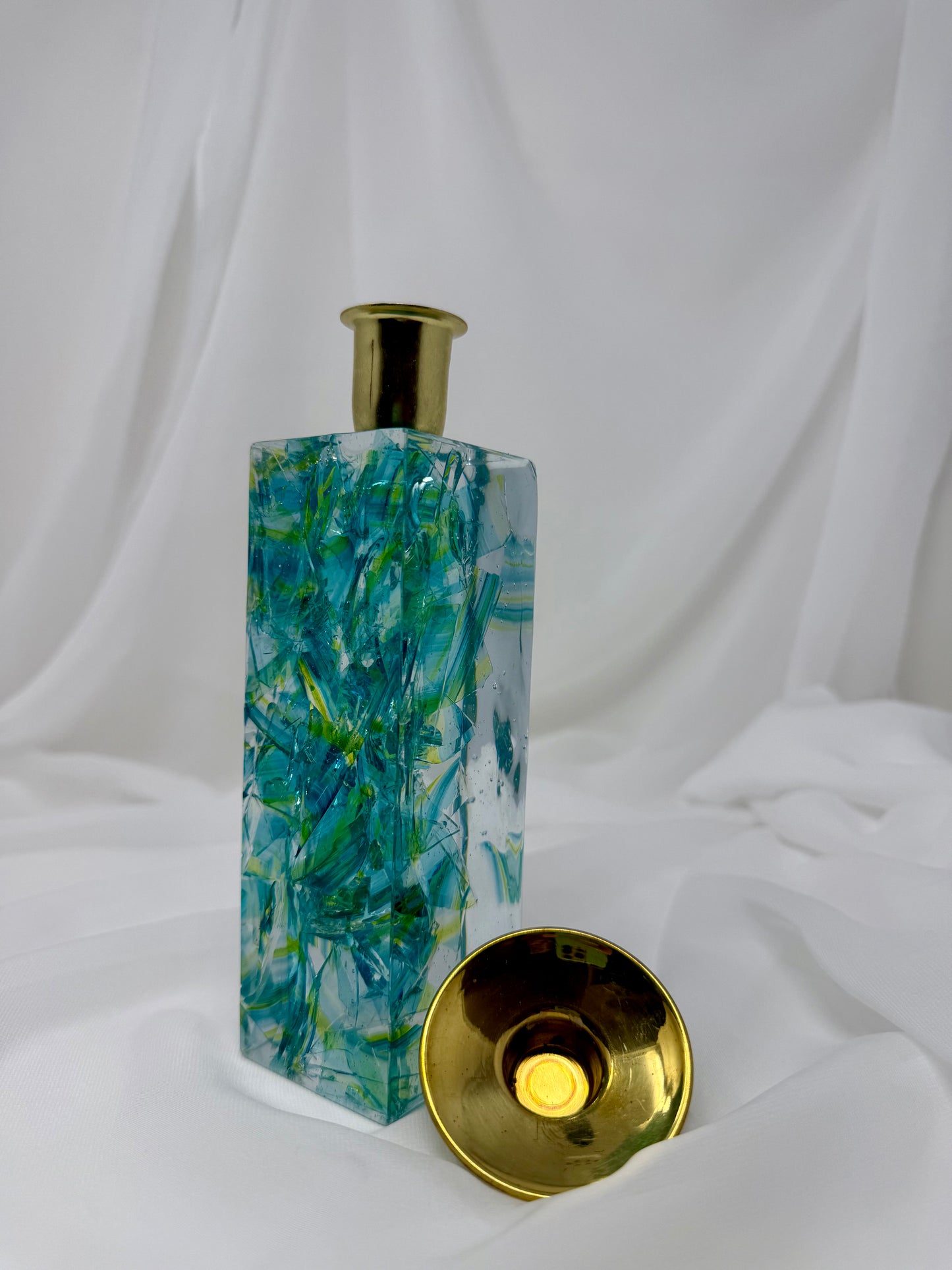 Tall Resin Shabbat Candlesticks — Kit — Includes Chuppah Glass for your Jewish Wedding