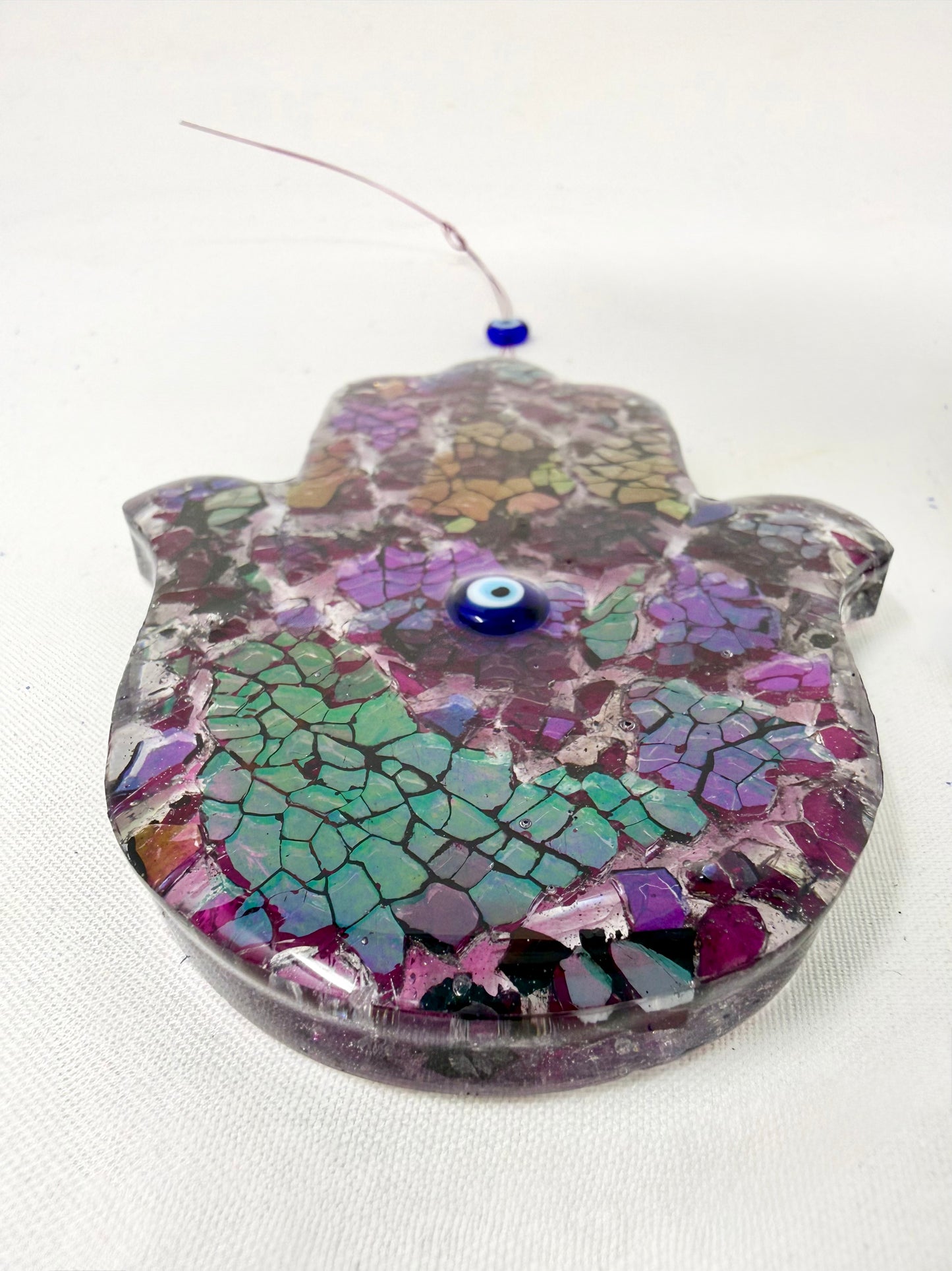 Hamsa Wall Art Made From Your Jewish Wedding Glass