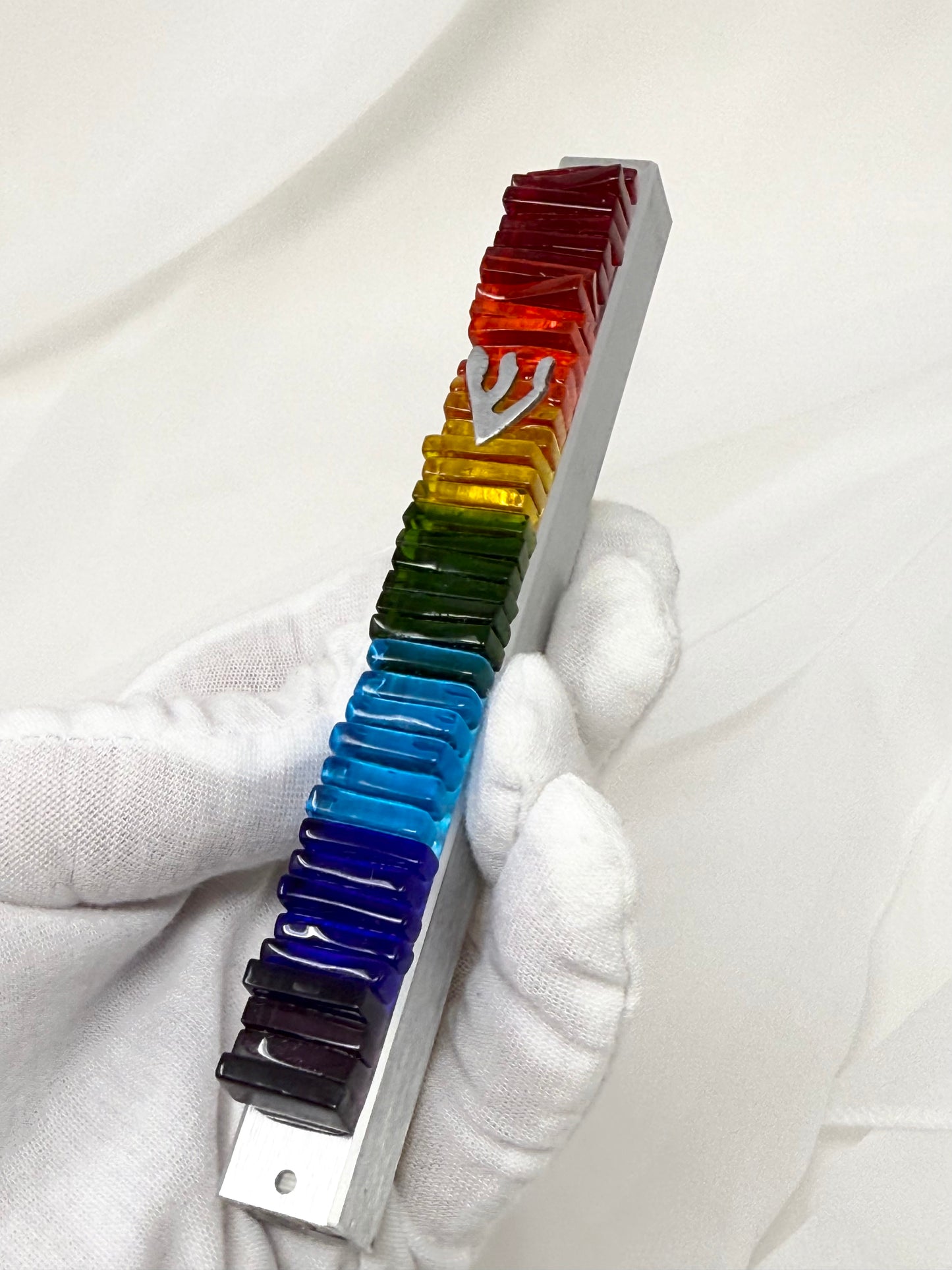 Rainbow Glass Mezuzah