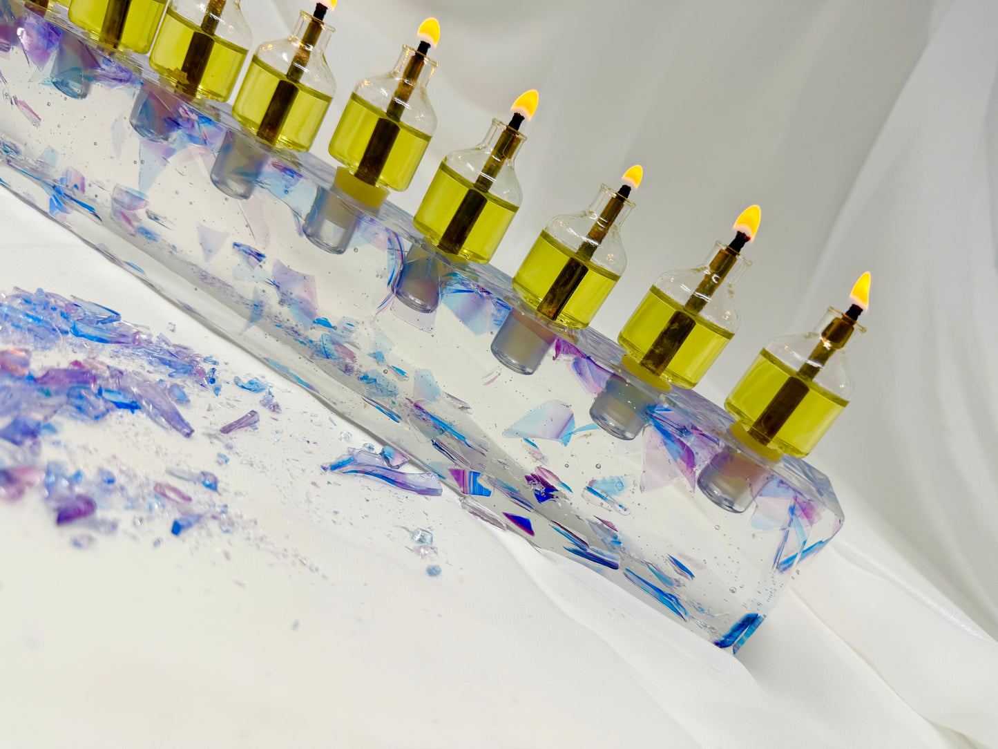 Chuppah glass Oil Menorah Kit for Hanukkah