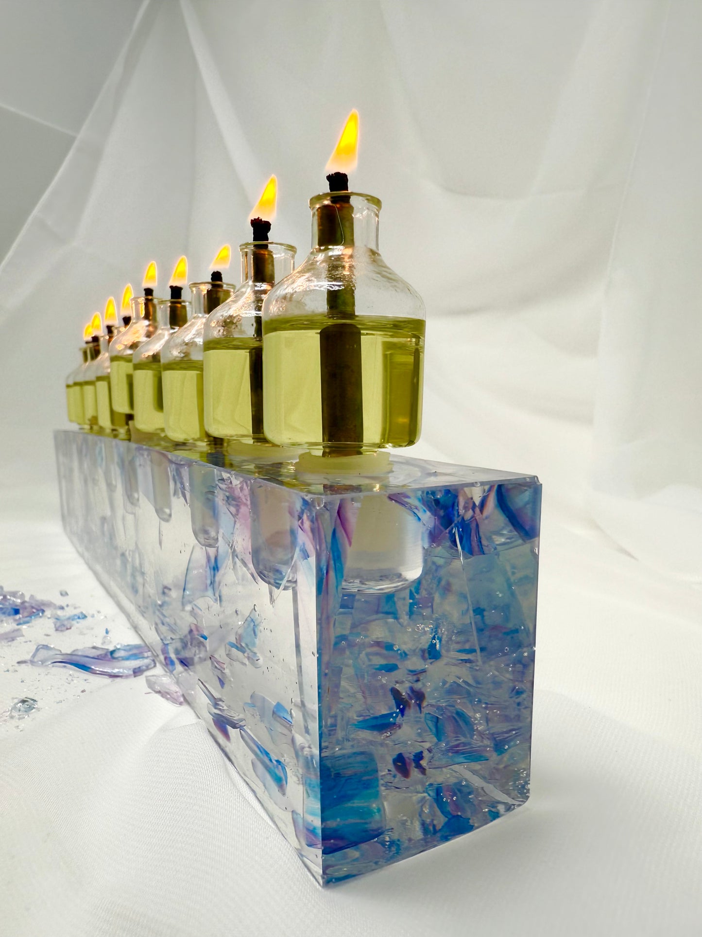 Chuppah glass Oil Menorah Kit for Hanukkah