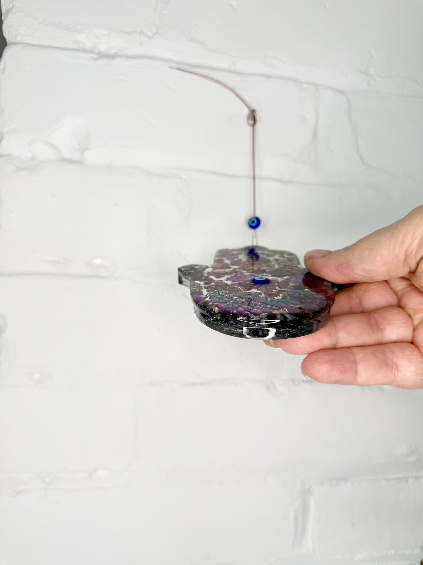 Hamsa Wall Art Made From Your Jewish Wedding Glass