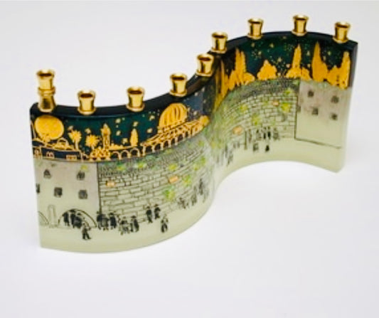 Jerusalem of Gold Menorah – Commissioned Masterpiece in 23K Gold