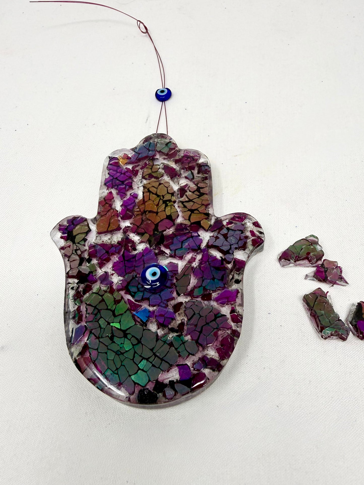 Hamsa Wall Art Made From Your Jewish Wedding Glass