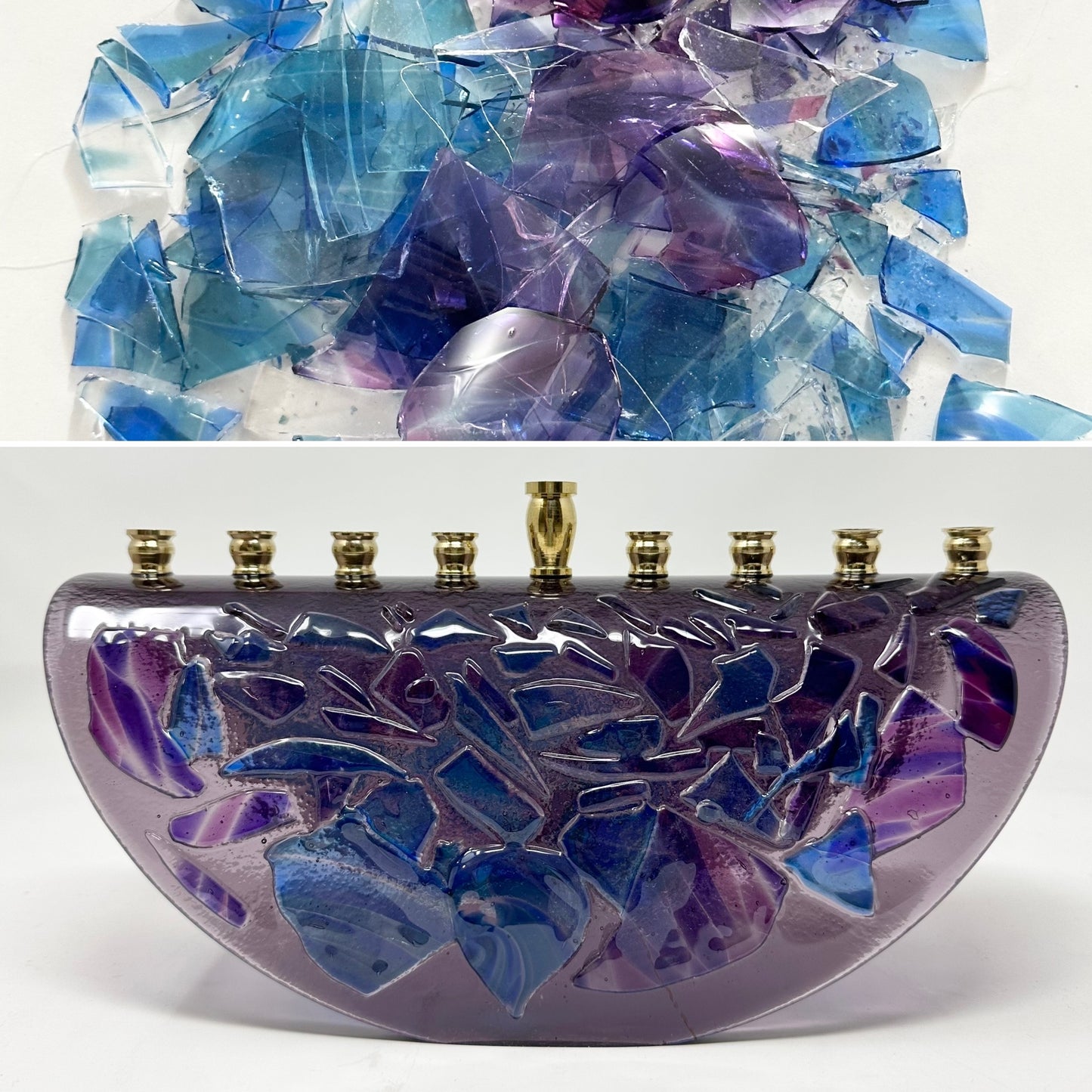 Hanukkah Menorah Made With Your Chuppah Glass Shards