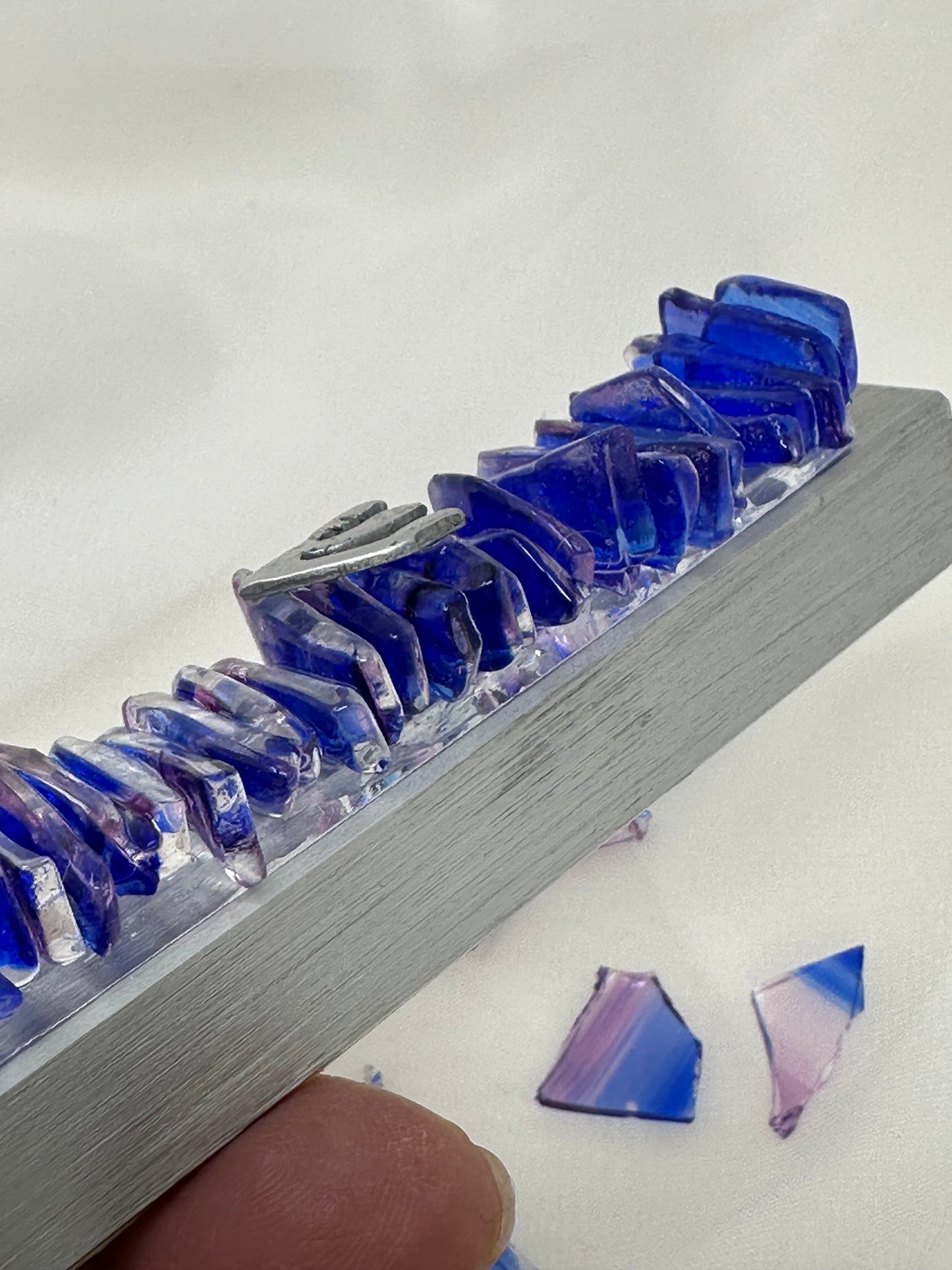 Wedding Glass Mezuzah - (Vertical Design, Made with Your Chuppah Glass shards)