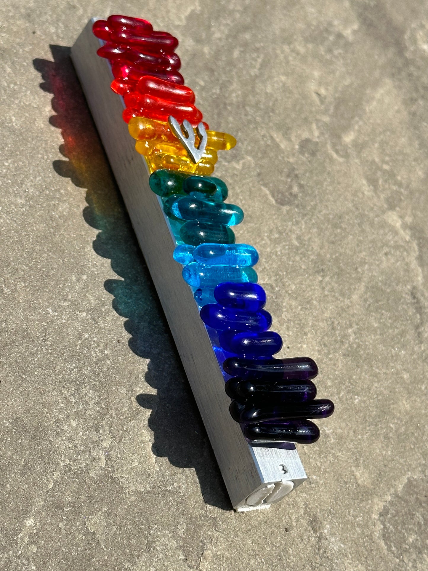 Rainbow Glass Mezuzah