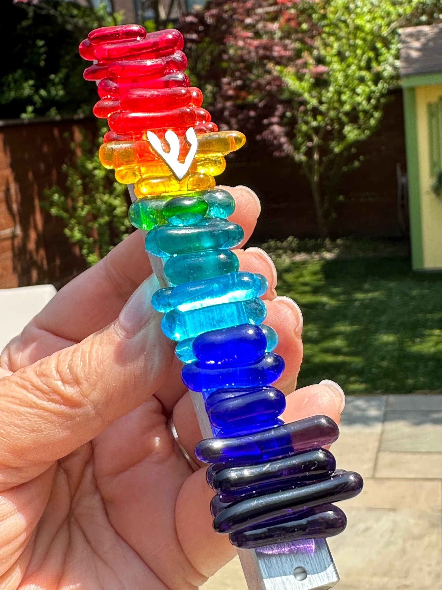 Rainbow Glass Mezuzah