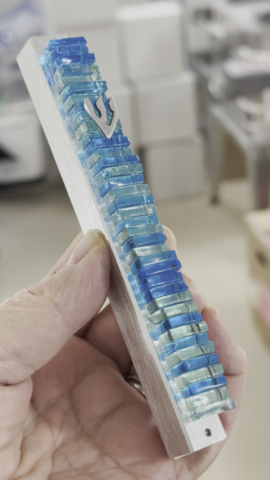 Aqua Blue Glass Mezuzah