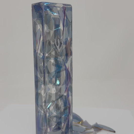 Resin Wedding Mezuzah - (Made with silver Chuppah Glass shards)