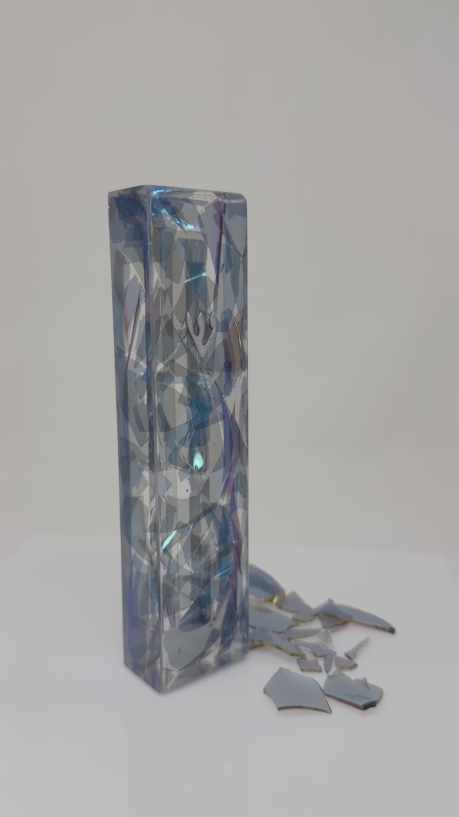 Resin Wedding Mezuzah - (Made with silver Chuppah Glass shards)