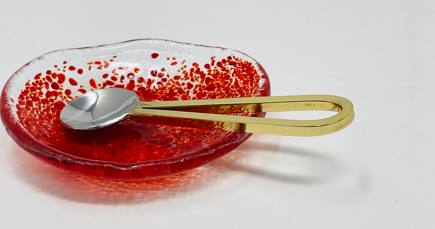 Red Speckled Honey Dish Set for Rosh Hashanah