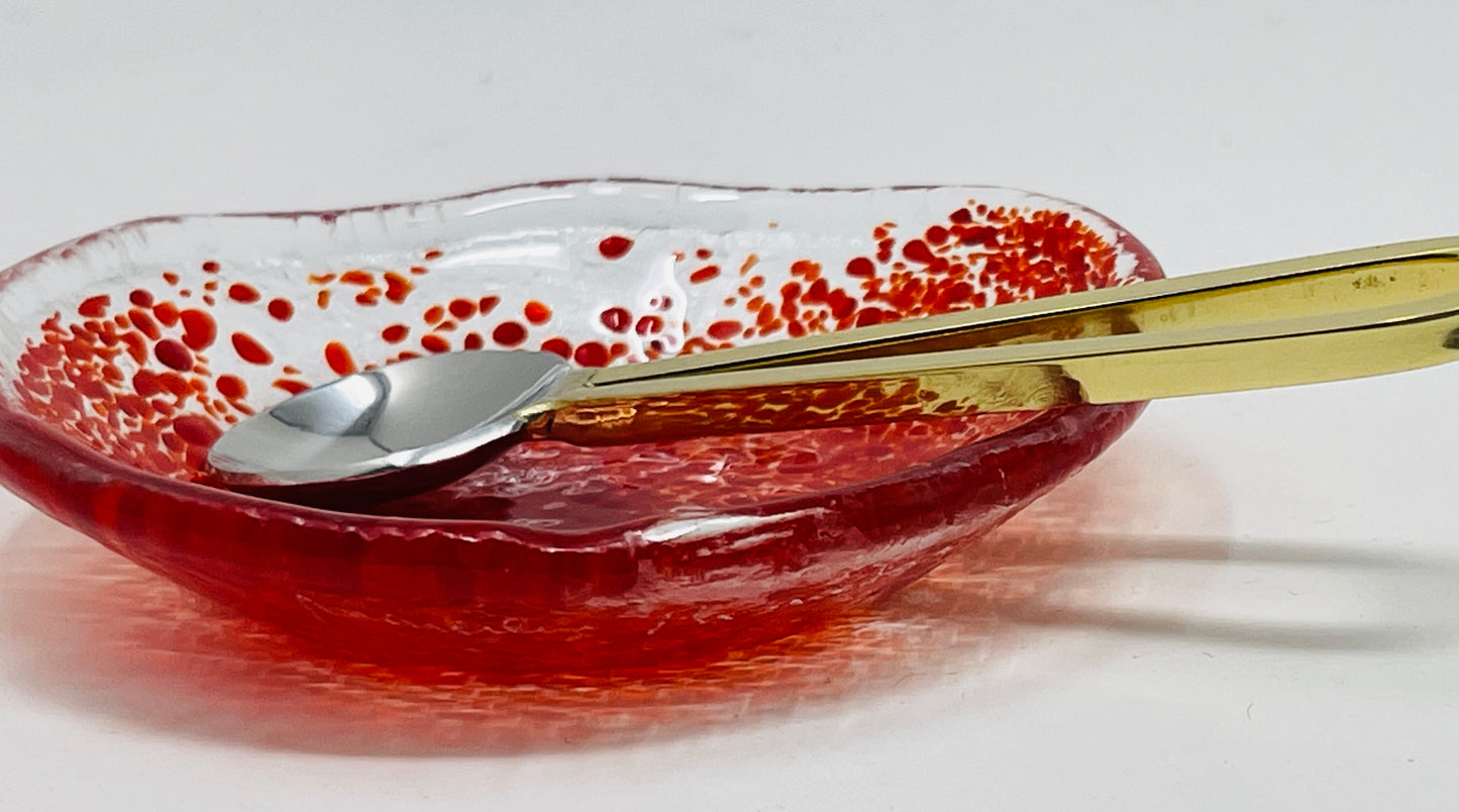 Red Speckled Honey Dish Set for Rosh Hashanah