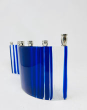 Load image into Gallery viewer, Cobalt blue  Art Glass Menorah

