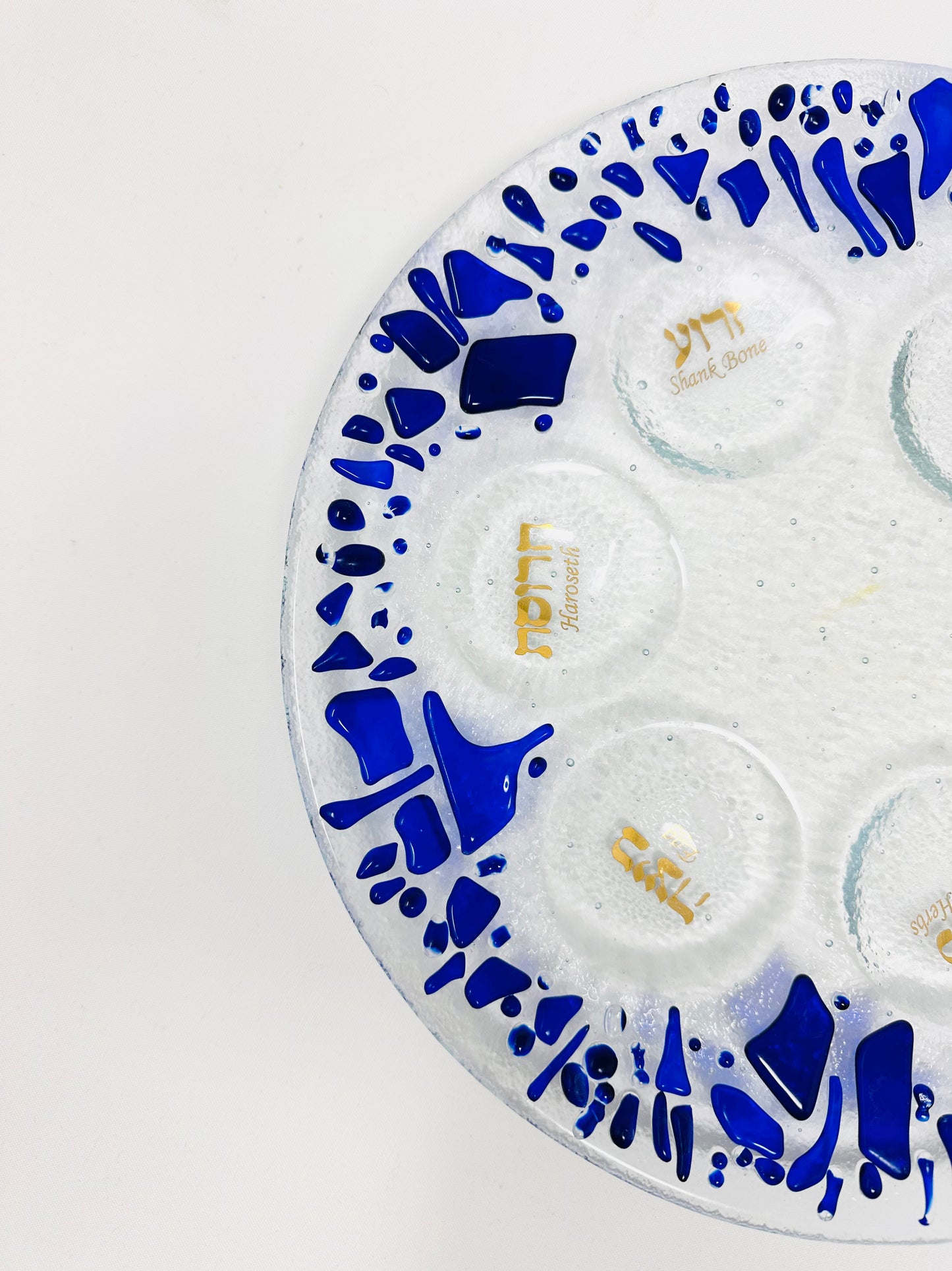 Seder Plate - Round - Personalized - Made with Chuppah Glass shards from Your Jewish Wedding