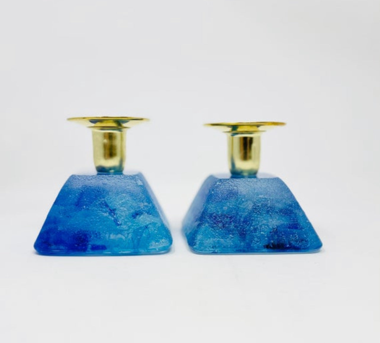 Ocean-Inspired Shabbat Candle Holders – Hand-Cast Glass Set