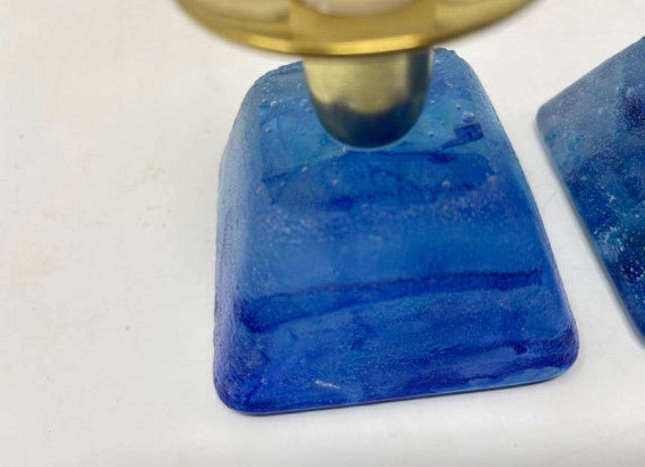Ocean-Inspired Shabbat Candle Holders – Hand-Cast Glass Set