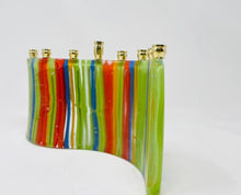 Load image into Gallery viewer, Multicolour Art Glass Menorah

