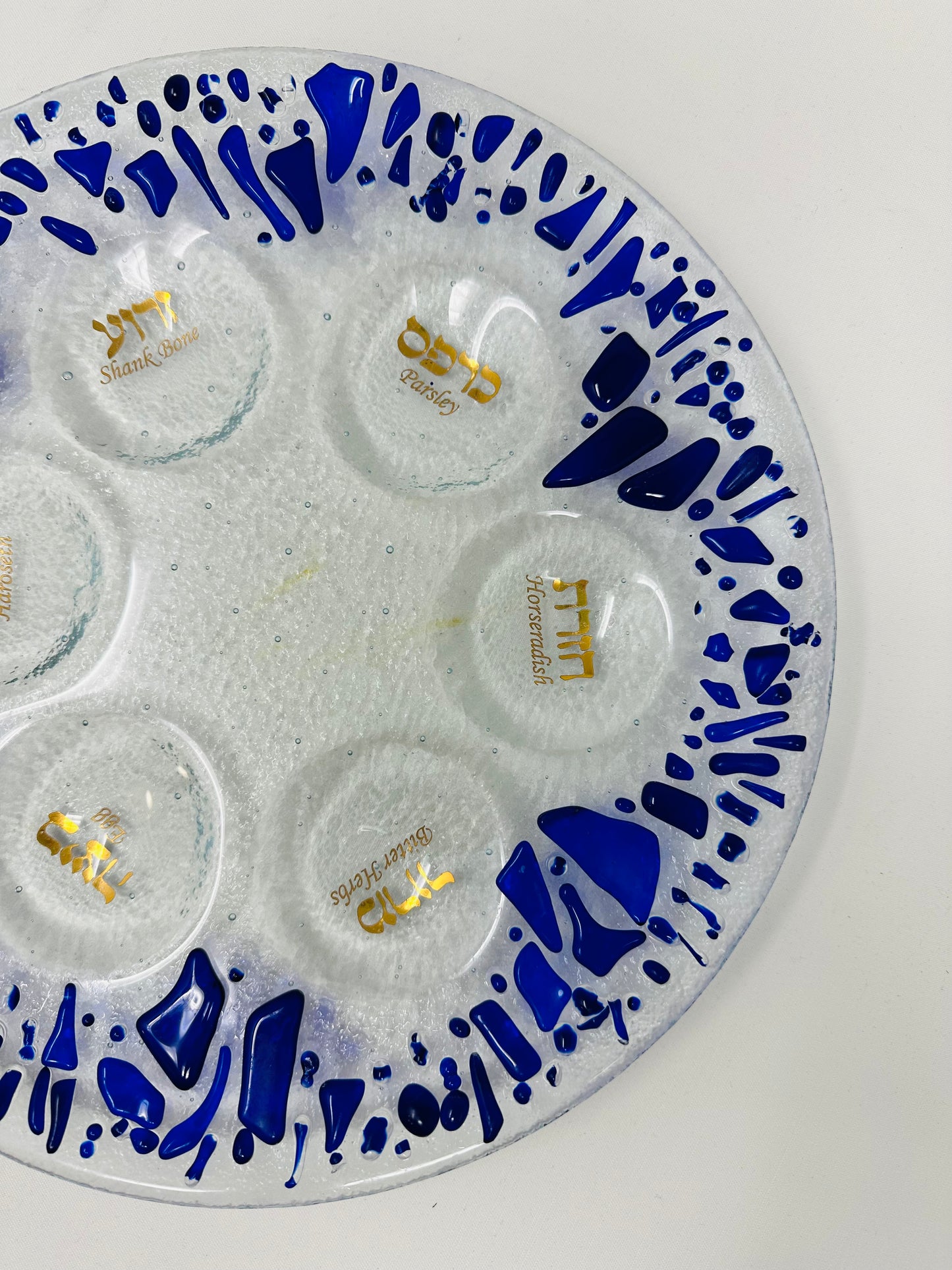 Seder Plate - Round - Personalized - Made with Chuppah Glass shards from Your Jewish Wedding