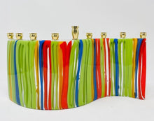 Load image into Gallery viewer, Multicolour Art Glass Menorah
