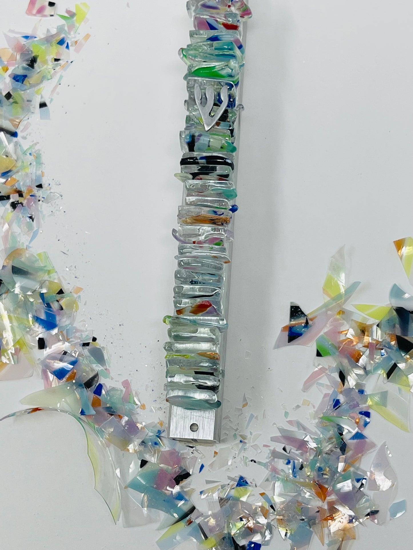 Wedding Glass Mezuzah - (Vertical Design, Made with Your Chuppah Glass shards)