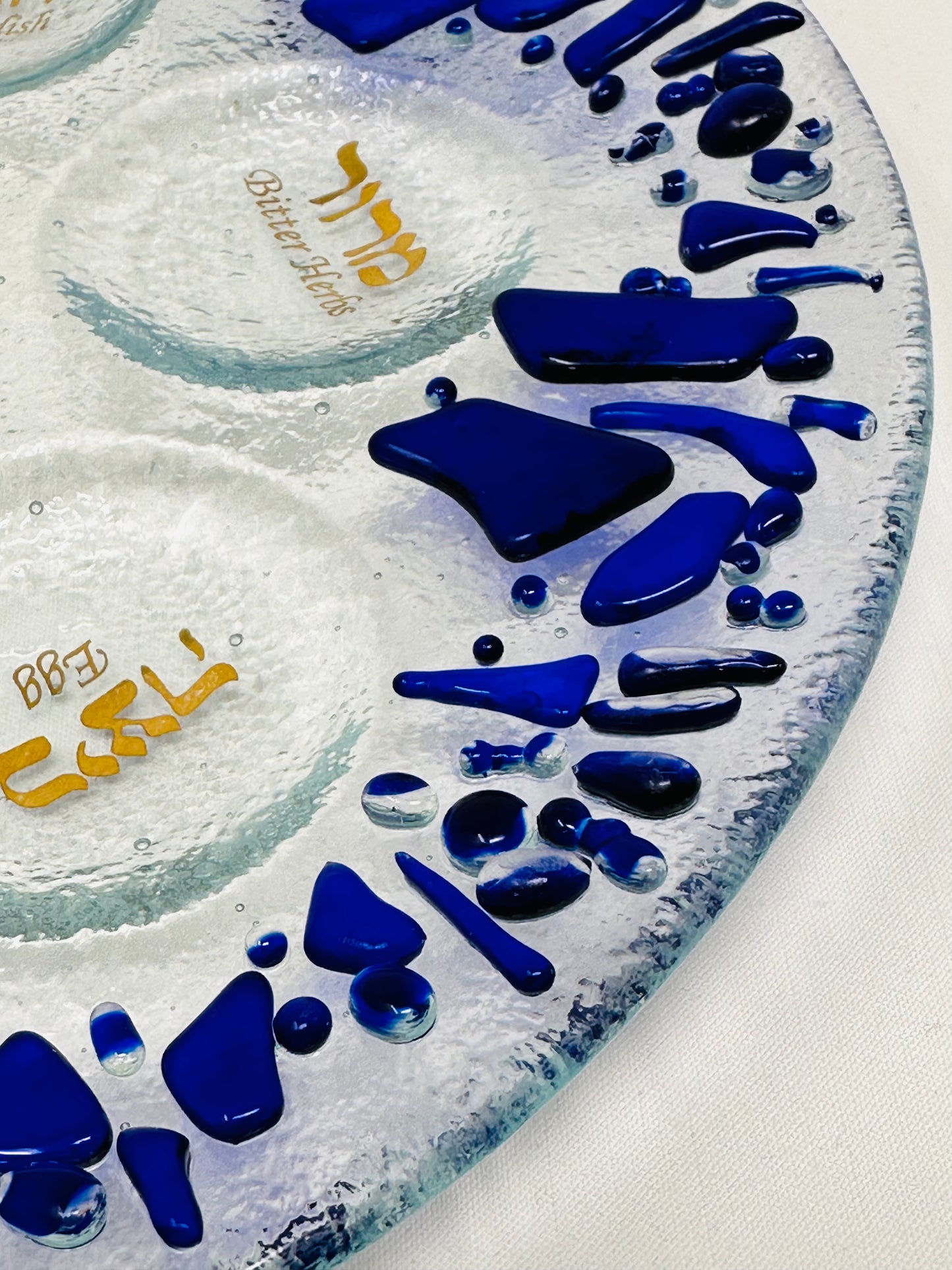 Seder Plate - Round - Personalized - Made with Chuppah Glass shards from Your Jewish Wedding