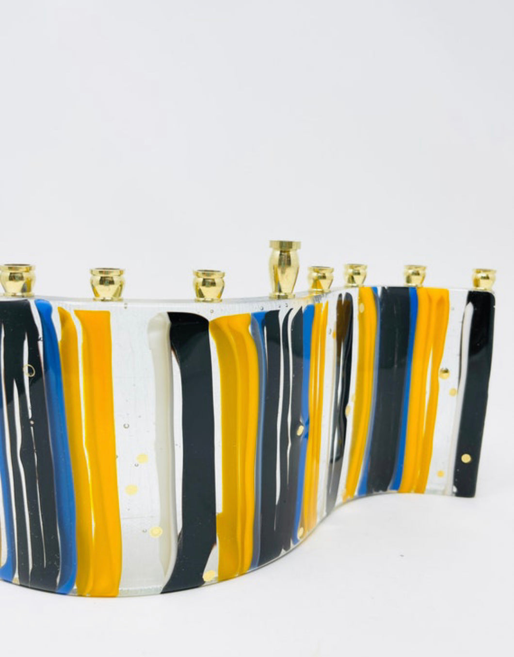 Orange Art Glass Menorah